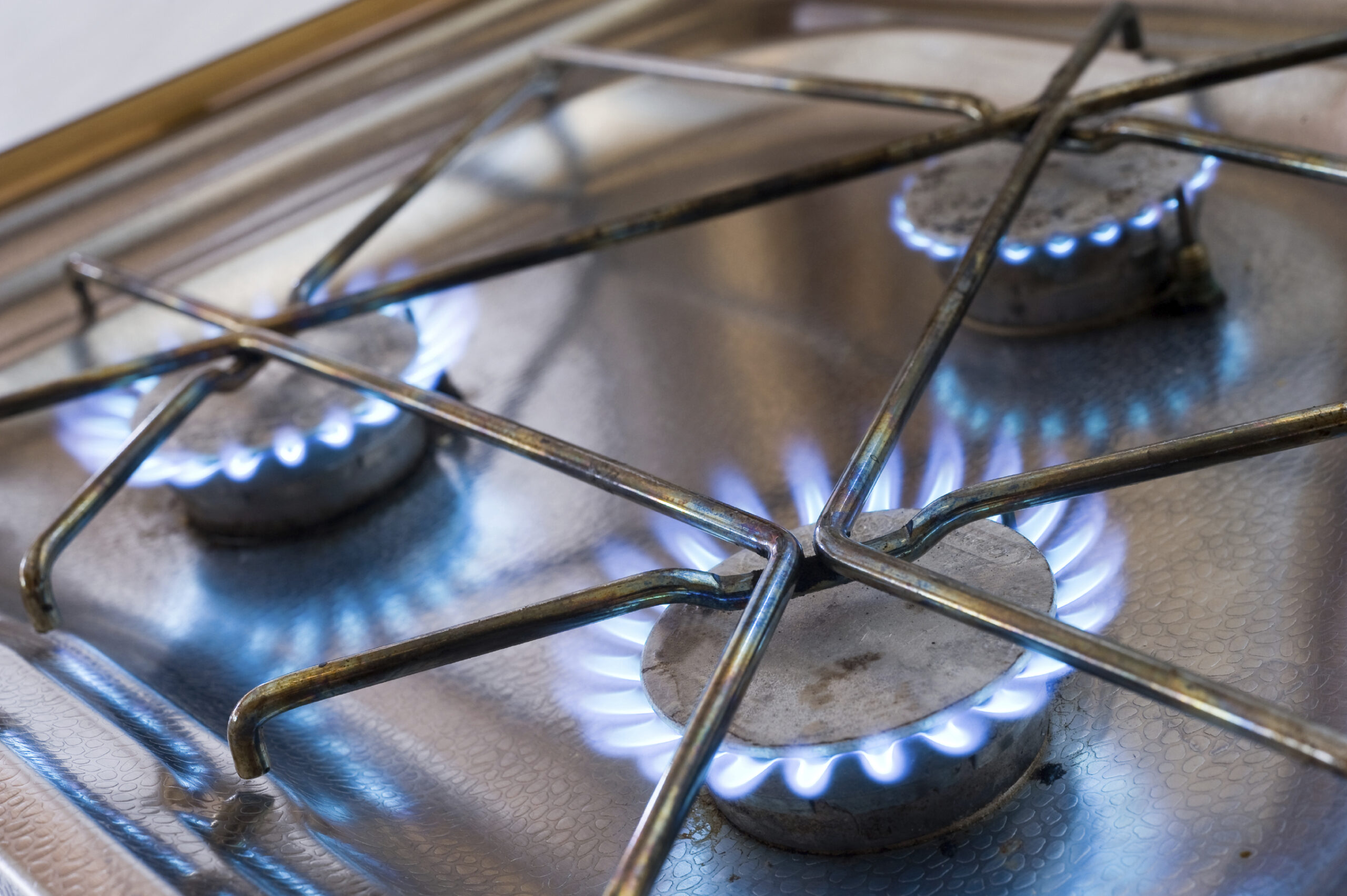 Three burners from a gas stove