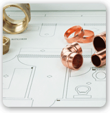 Copper and PEX pipes on a floor plan