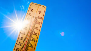 thermometer showcasing hot summer heat