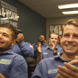 Barker and Sons technicians during a team meeting, happy to learn and grow as a company and constantly improving on their skills.